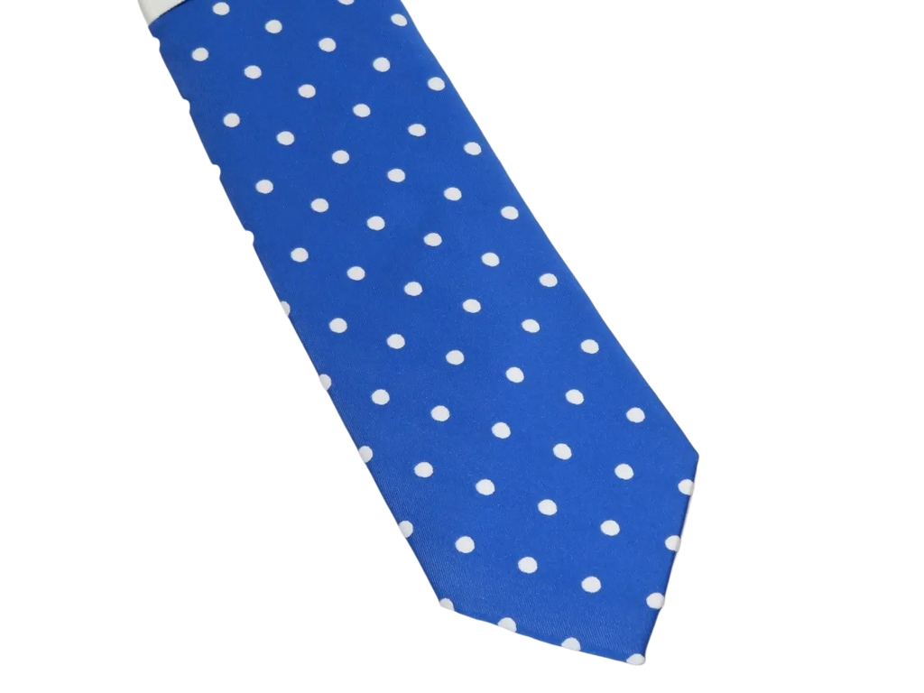 Men's Stacy Adams Tie and Hankie Set Woven Silky Satin #SAT127 Royal Polka Dot