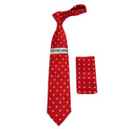 Men's Stacy Adams Tie and Hankie Set Woven Silky Satin #SAT128 Red Polka Dot