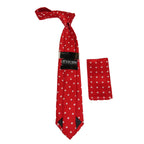 Men's Stacy Adams Tie and Hankie Set Woven Silky Satin #SAT128 Red Polka Dot