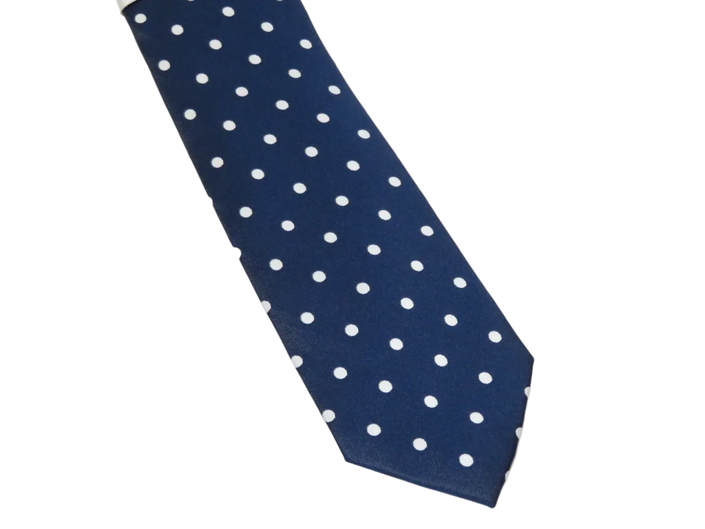 Men's Stacy Adams Tie and Hankie Set Woven Silky Satin #SAT130 Navy Polka Dot