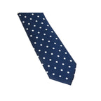Men's Stacy Adams Tie and Hankie Set Woven Silky Satin #SAT130 Navy Polka Dot