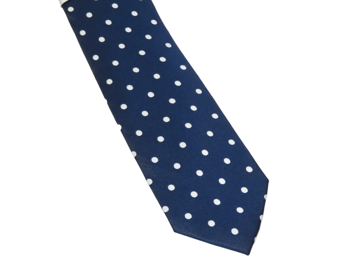 Men's Stacy Adams Tie and Hankie Set Woven Silky Satin #SAT130 Navy Polka Dot