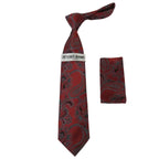 Men's Stacy Adams Tie and Hankie Set Fancy Woven Silky Satin #SAT131 Red