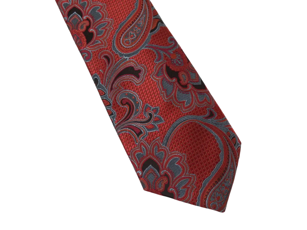 Men's Stacy Adams Tie and Hankie Set Fancy Woven Silky Satin #SAT131 Red