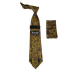 Men's Stacy Adams Tie and Hankie Set Fancy Woven Silky Satin #SAT132 Gold