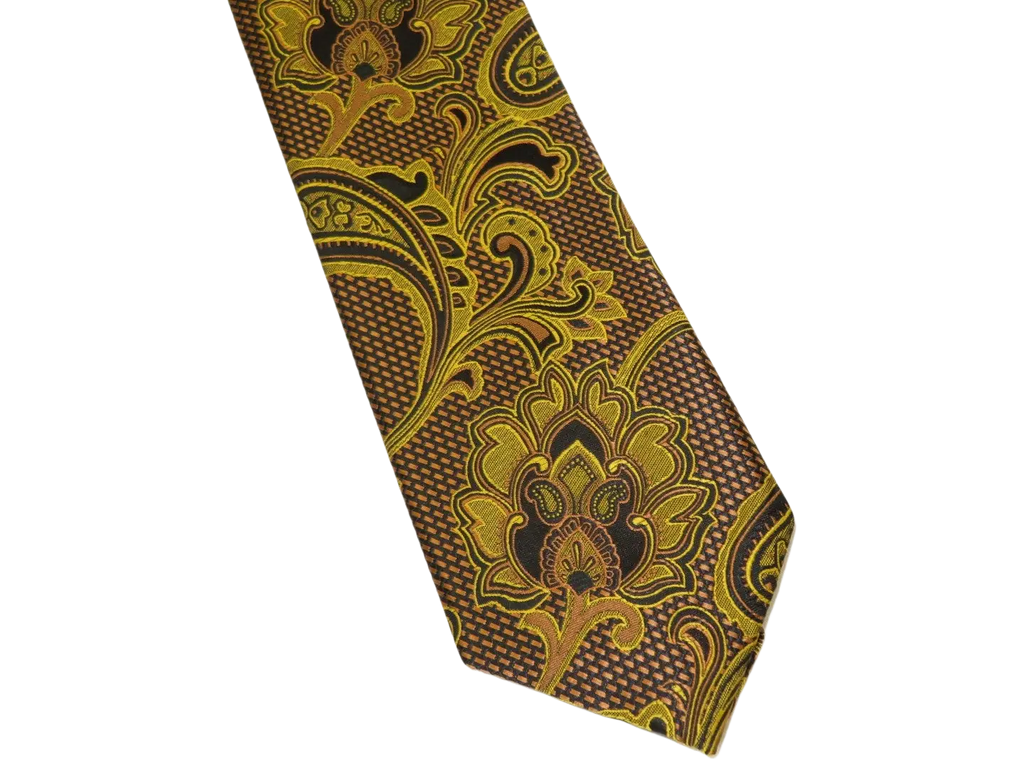 Men's Stacy Adams Tie and Hankie Set Fancy Woven Silky Satin #SAT132 Gold
