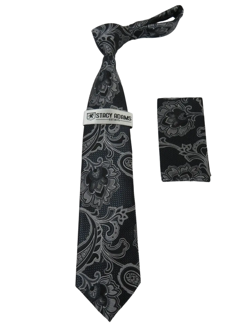 Men's Stacy Adams Tie and Hankie Set Fancy Woven Silky Satin #SAT133