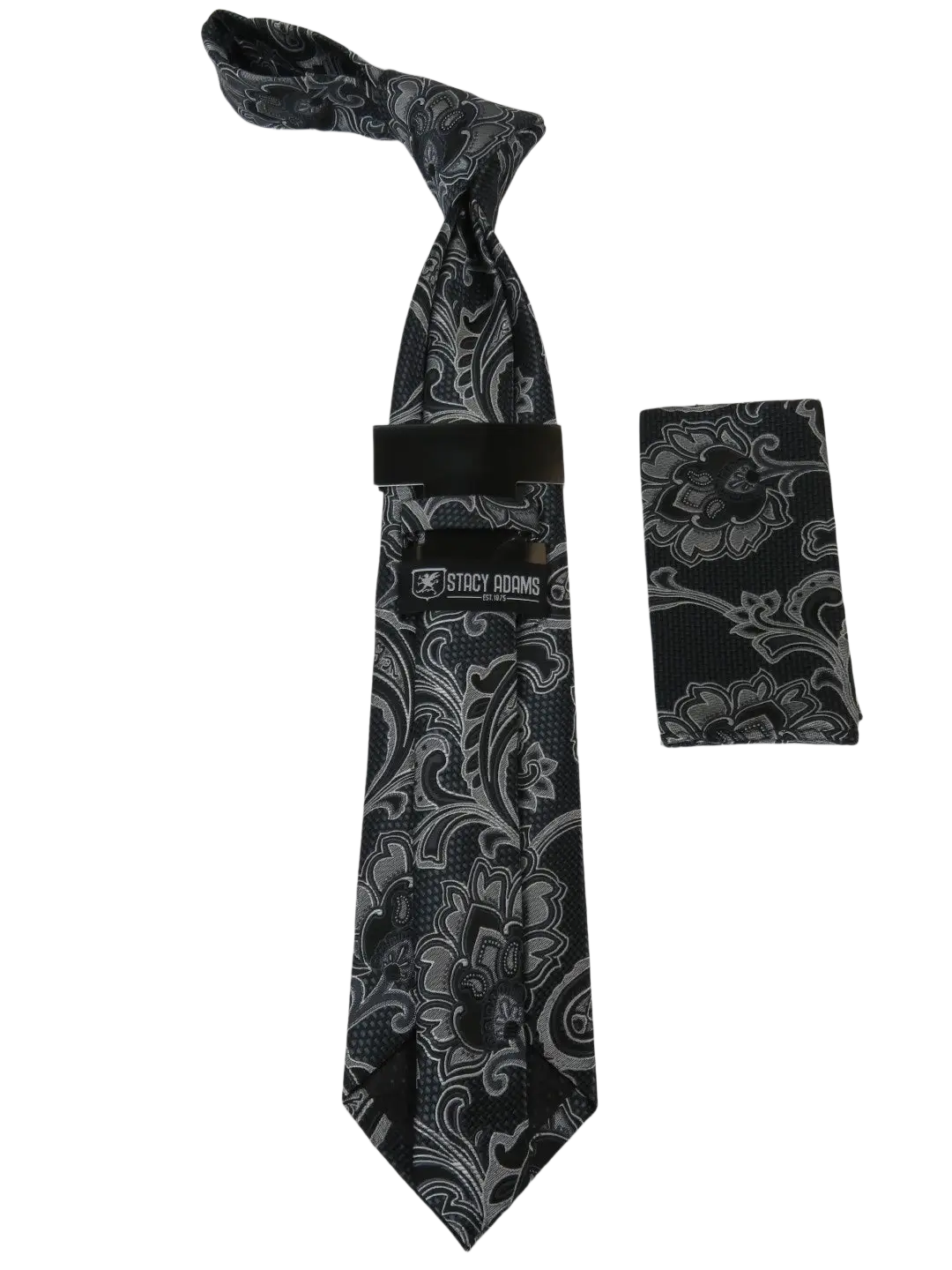 Men's Stacy Adams Tie and Hankie Set Fancy Woven Silky Satin #SAT133