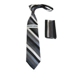 Men's Stacy Adams Tie and Hankie Set Fancy Woven Silky Satin #SAT136 Gray