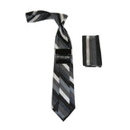 Men's Stacy Adams Tie and Hankie Set Fancy Woven Silky Satin #SAT136 Gray