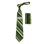 Men's Stacy Adams Tie and Hankie Set Fancy Woven Silky Satin #SAT50 Green