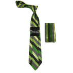 Men's Stacy Adams Tie and Hankie Set Fancy Woven Silky Satin #SAT50 Green