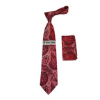 Men's Stacy Adams Tie and Hankie Set Fancy Woven Silky Satin #SAT52 Red