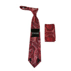 Men's Stacy Adams Tie and Hankie Set Fancy Woven Silky Satin #SAT52 Red
