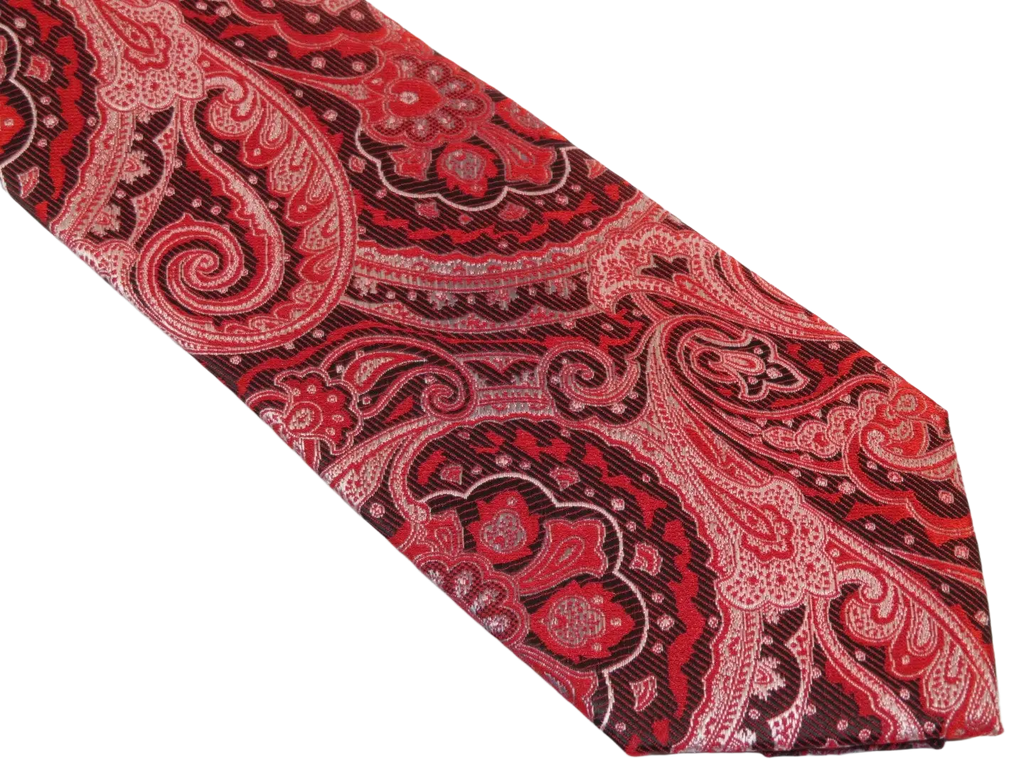 Men's Stacy Adams Tie and Hankie Set Fancy Woven Silky Satin #SAT52 Red