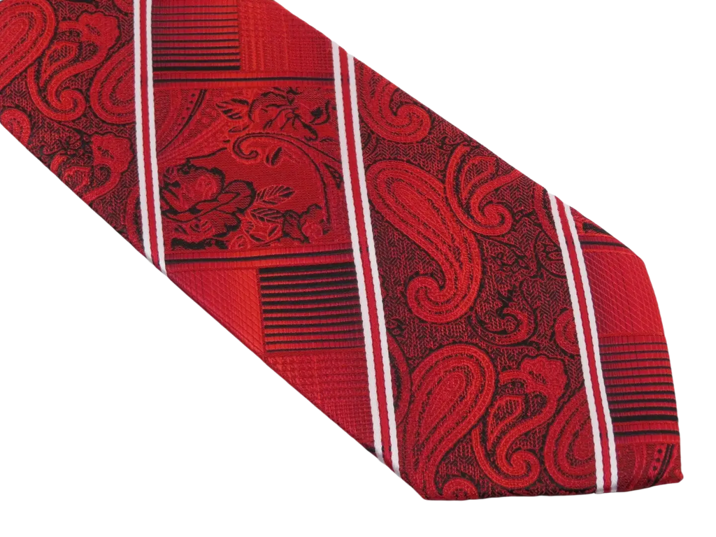 Men's Stacy Adams Tie and Hankie Set Fancy Woven Silky Satin #SAT53 Red