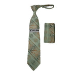 Men's Stacy Adams Tie and Hankie Set Fancy Woven Silky Satin #SAT54 Green