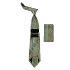 Men's Stacy Adams Tie and Hankie Set Fancy Woven Silky Satin #SAT54 Green