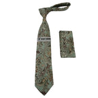 Men's Stacy Adams Tie and Hankie Set Fancy Woven Silky Satin #SAT55 Green