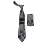 Men's Stacy Adams Tie and Hankie Set Fancy Woven Silky Satin #SAT57 Black