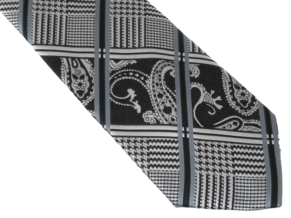 Men's Stacy Adams Tie and Hankie Set Fancy Woven Silky Satin #SAT57 Black