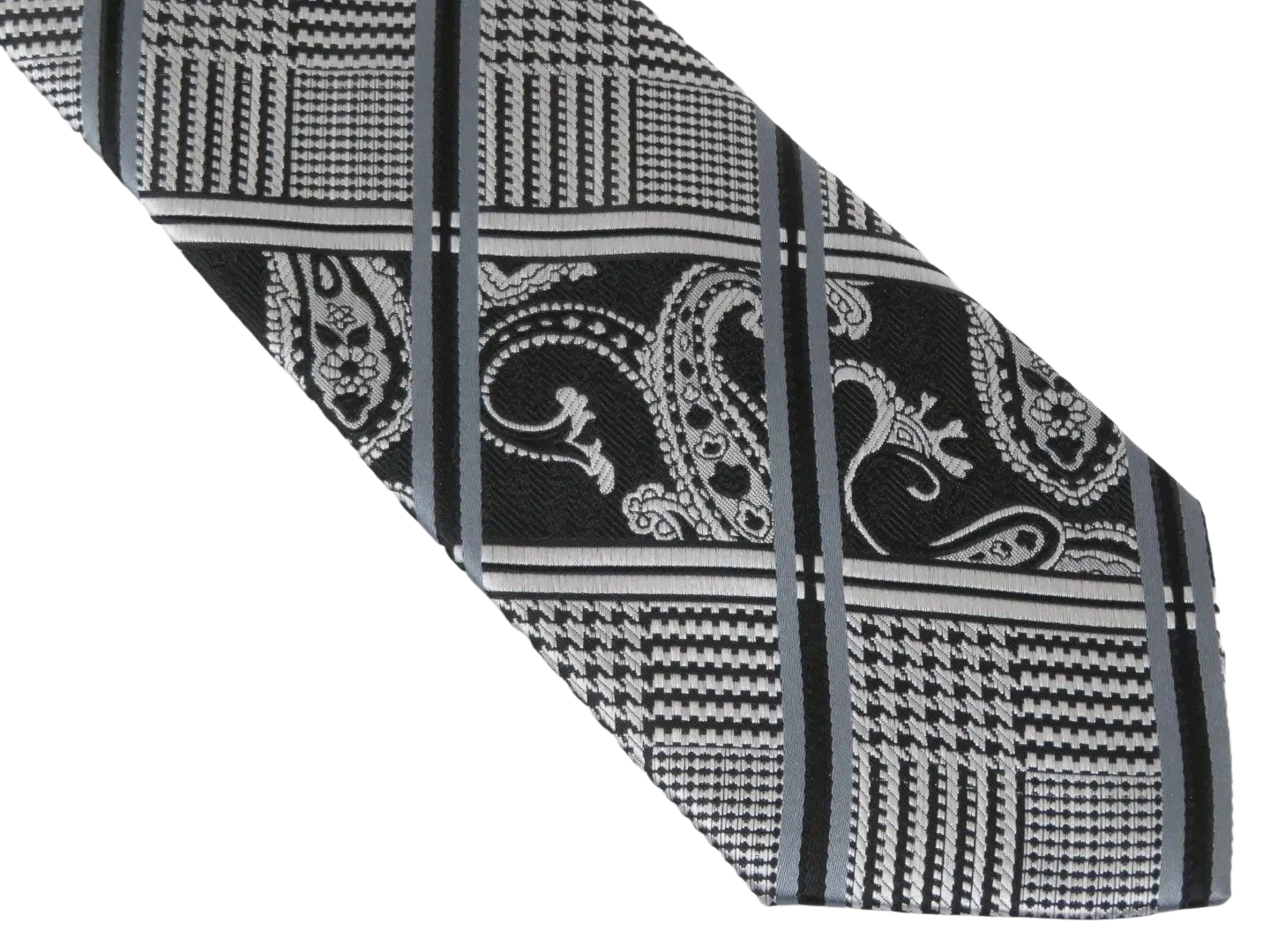 Men's Stacy Adams Tie and Hankie Set Fancy Woven Silky Satin #SAT57 Black