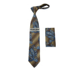 Men's Stacy Adams Tie and Hankie Set Fancy Woven Silky Satin #SAT58 Brown