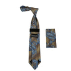 Men's Stacy Adams Tie and Hankie Set Fancy Woven Silky Satin #SAT58 Brown