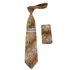 Men's Stacy Adams Tie and Hankie Set Fancy Woven Silky Satin #SAT59 Tan