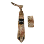 Men's Stacy Adams Tie and Hankie Set Fancy Woven Silky Satin #SAT59 Tan