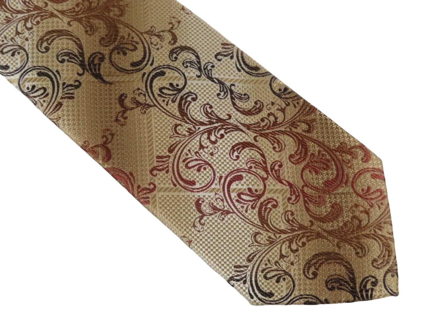 Men's Stacy Adams Tie and Hankie Set Fancy Woven Silky Satin #SAT59 Tan