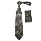 Men's Stacy Adams Tie and Hankie Set Fancy Woven Silky Satin #SAT60 Tan