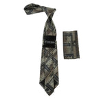 Men's Stacy Adams Tie and Hankie Set Fancy Woven Silky Satin #SAT60 Tan