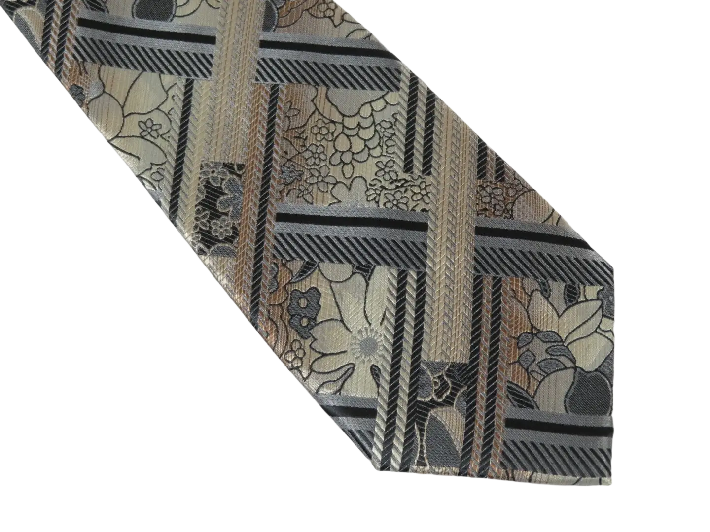 Men's Stacy Adams Tie and Hankie Set Fancy Woven Silky Satin #SAT60 Tan