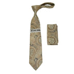 Men's Stacy Adams Tie and Hankie Set Fancy Woven Silky Satin #SAT61 Tan