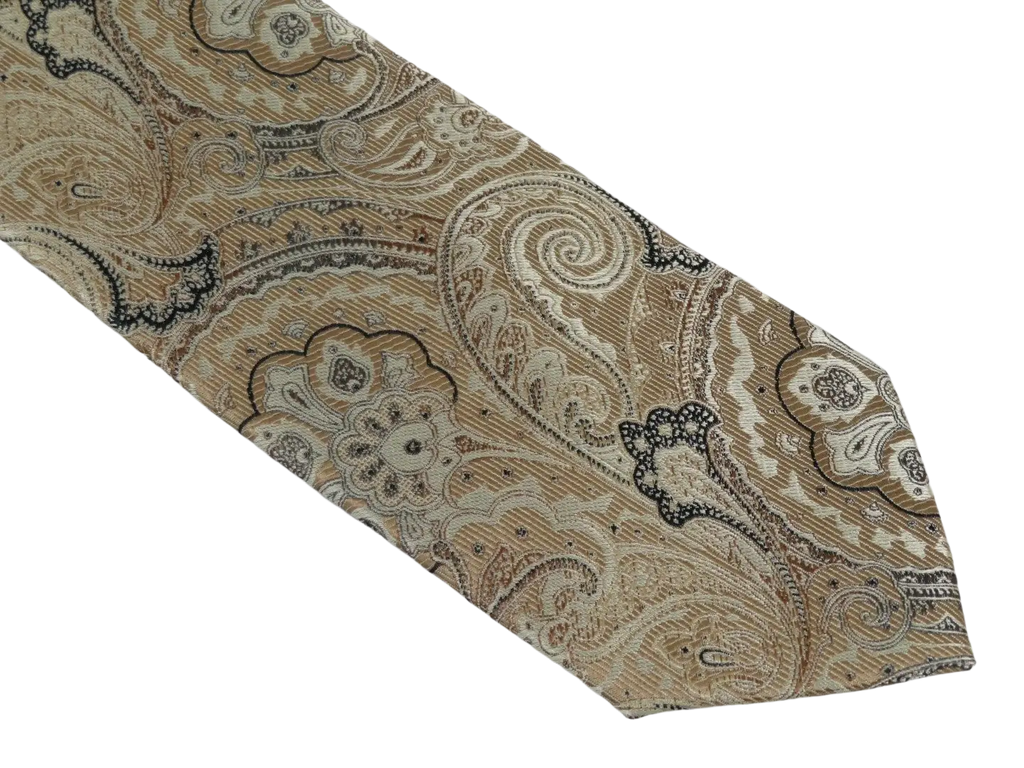 Men's Stacy Adams Tie and Hankie Set Fancy Woven Silky Satin #SAT61 Tan