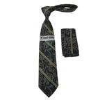 Men's Stacy Adams Tie and Hankie Set Fancy Woven Silky Satin #SAT64 Charcoal