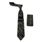 Men's Stacy Adams Tie and Hankie Set Fancy Woven Silky Satin #SAT64 Charcoal