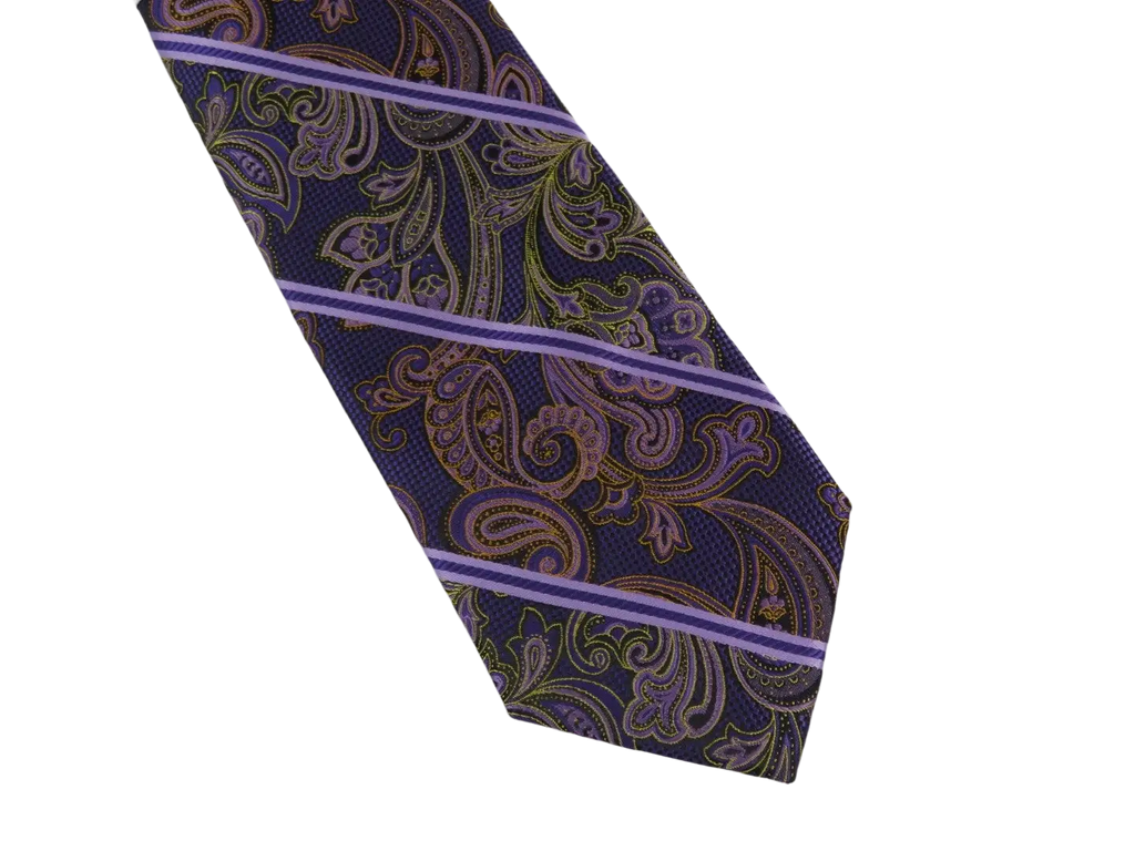 Men's Stacy Adams Tie and Hankie Set Fancy Woven Silky Satin #SAT65 Purple