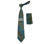 Men's Stacy Adams Tie and Hankie Set Fancy Woven Silky Satin #SAT67 Teal