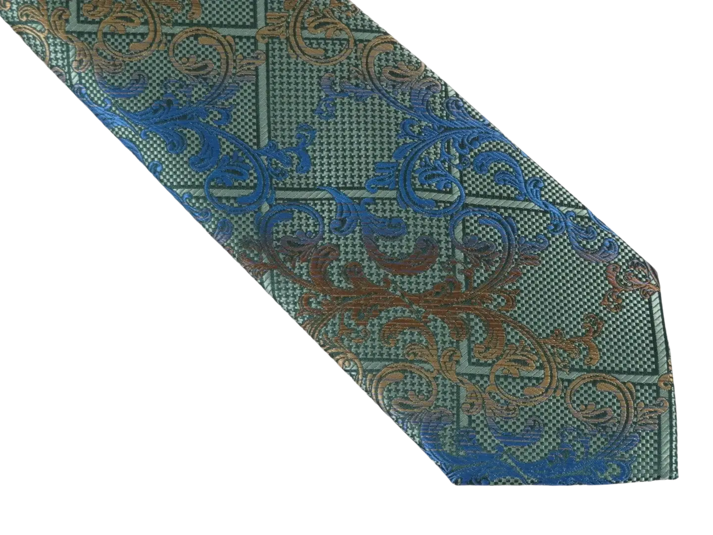 Men's Stacy Adams Tie and Hankie Set Fancy Woven Silky Satin #SAT67 Teal