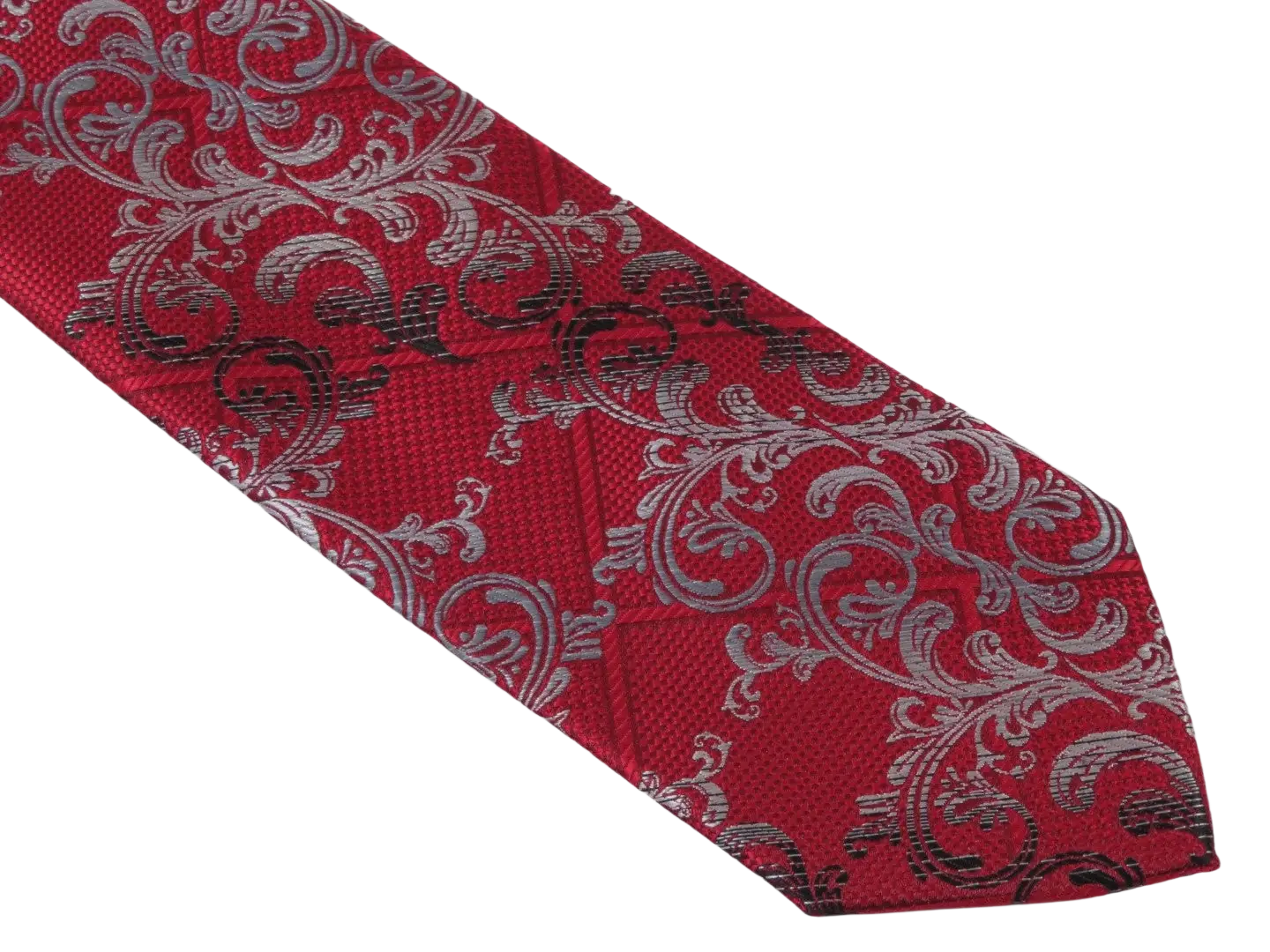 Men's Stacy Adams Tie and Hankie Set Fancy Woven Silky Satin #SAT68 Red