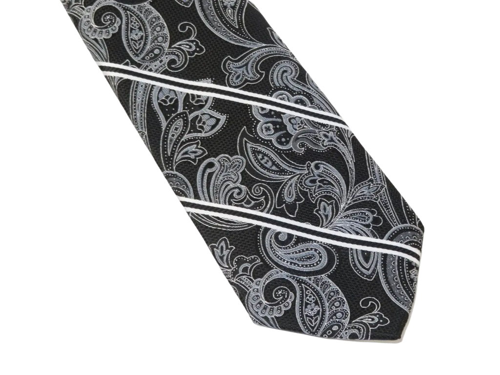 Men's Stacy Adams Tie and Hankie Set Fancy Woven Silky Satin #SAT69 Black