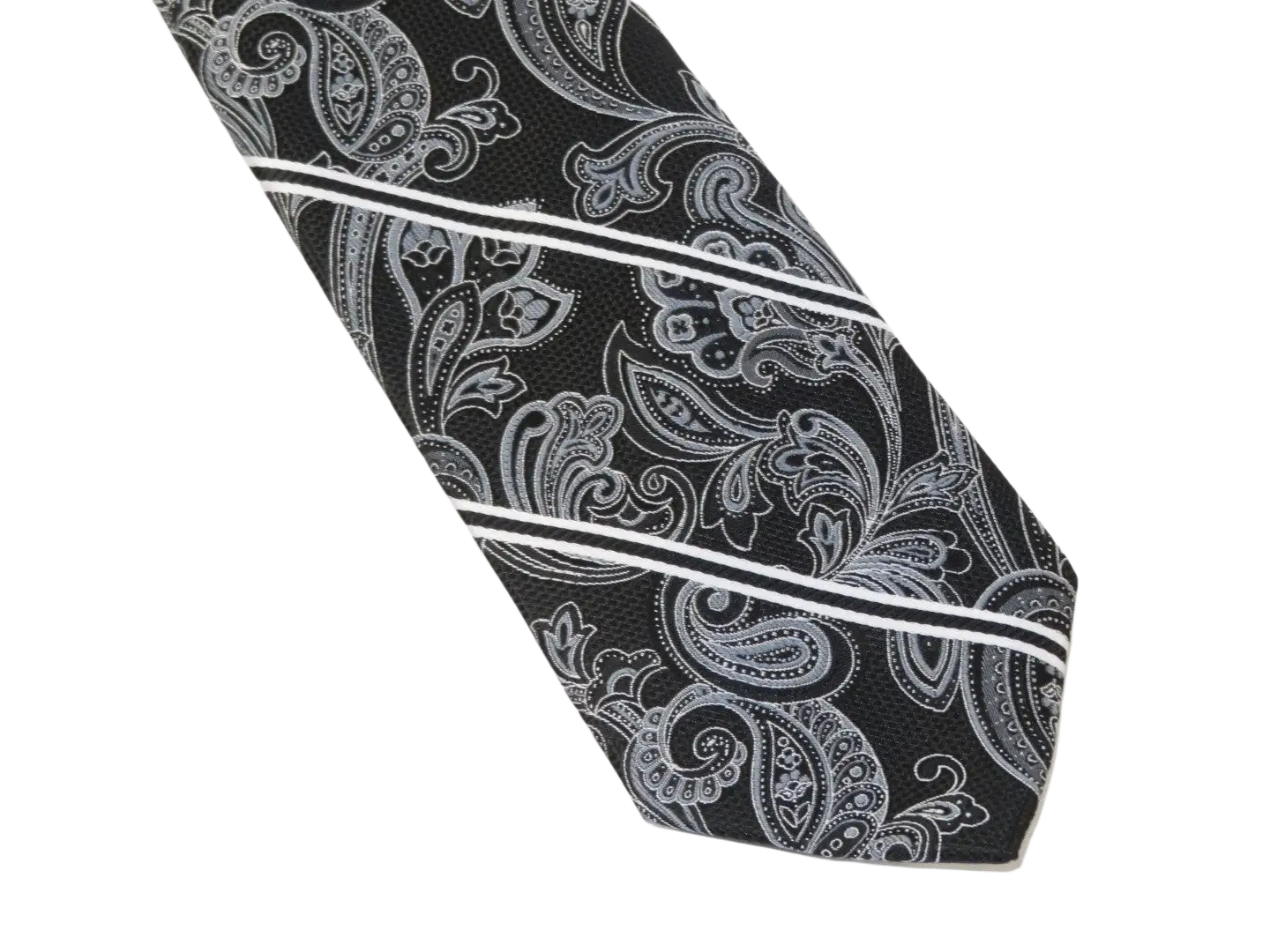 Men's Stacy Adams Tie and Hankie Set Fancy Woven Silky Satin #SAT69 Black