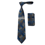 Men's Stacy Adams Tie and Hankie Set Fancy Woven Silky Satin #SAT71 Blue