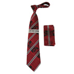 Men's Stacy Adams Tie and Hankie Set Fancy Woven Silky Satin #SAT73 Red