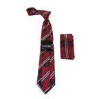 Men's Stacy Adams Tie and Hankie Set Fancy Woven Silky Satin #SAT73 Red