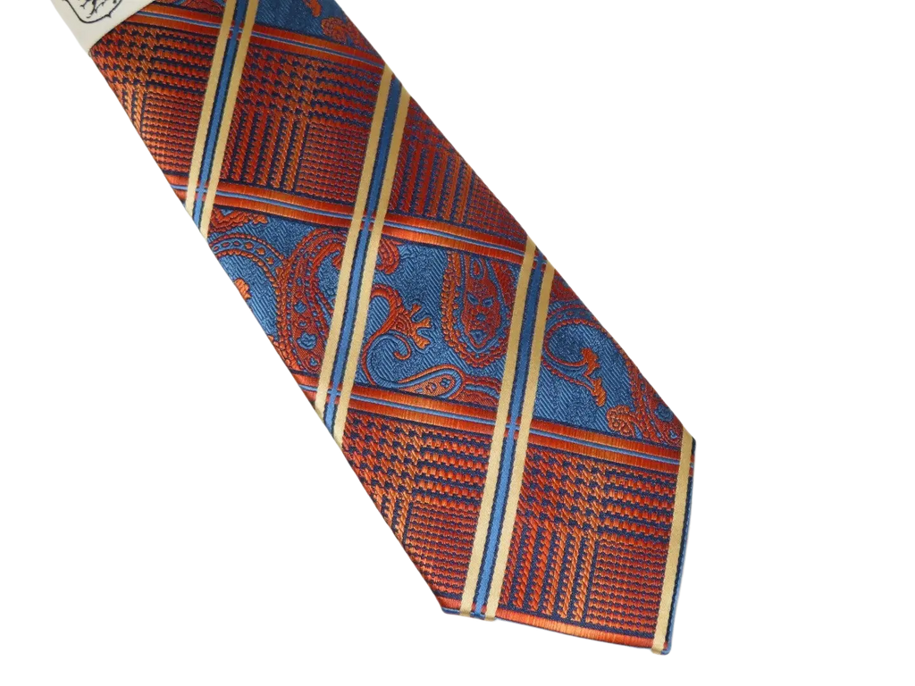 Men's Stacy Adams Tie and Hankie Set Fancy Woven Silky Satin #SAT74 Rust