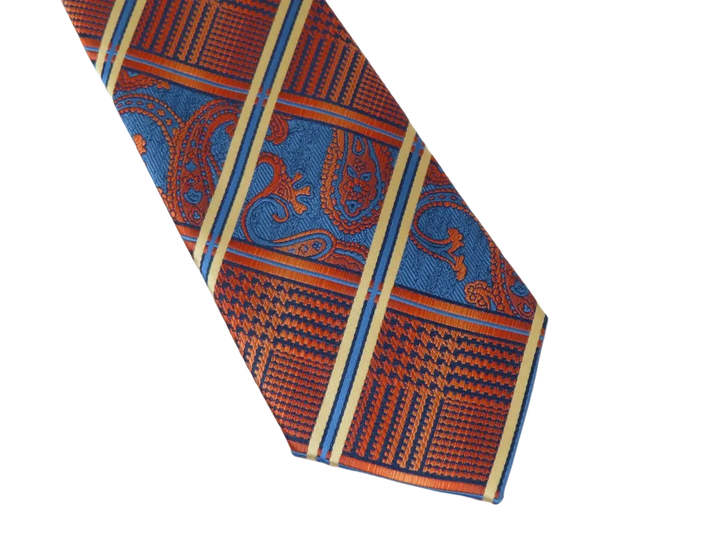Men's Stacy Adams Tie and Hankie Set Fancy Woven Silky Satin #SAT72 Rust