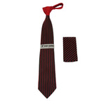 Men's Stacy Adams Tie and Hankie Set Fancy Woven Silky Satin #SAT75 Red
